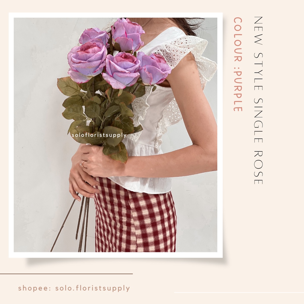 NEW STYLE SINGLE ROSE SILK Bunga Mawar Impor Rose Paris Kombinasi  (satuan) Bunga Artificial / Bunga Plastik / Bunga Dekorasi ARTIFICIAL FLOWER RUSTIC AUTUMN REAL TOUCH ROSE MAWAR PLASTIC SILK LATEX BUNGA PALSU BUATAN FLORIST SUPPLY PROPERTI FOTO AESTHETI