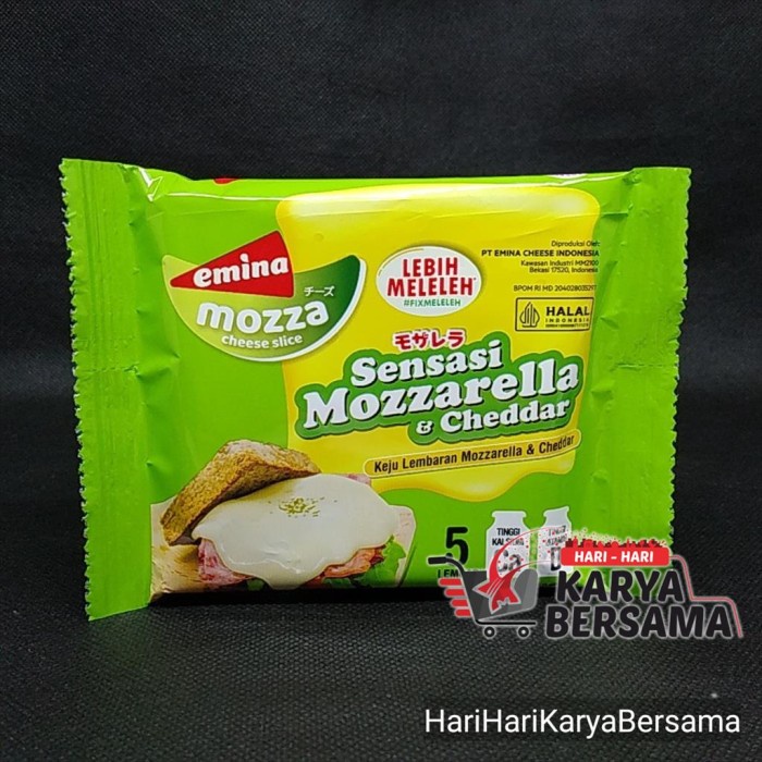 

EMINA MOZZA CHEESE SLICE KEJU LEMBARAN MOZZARELLA & CHEDDAR 5`S