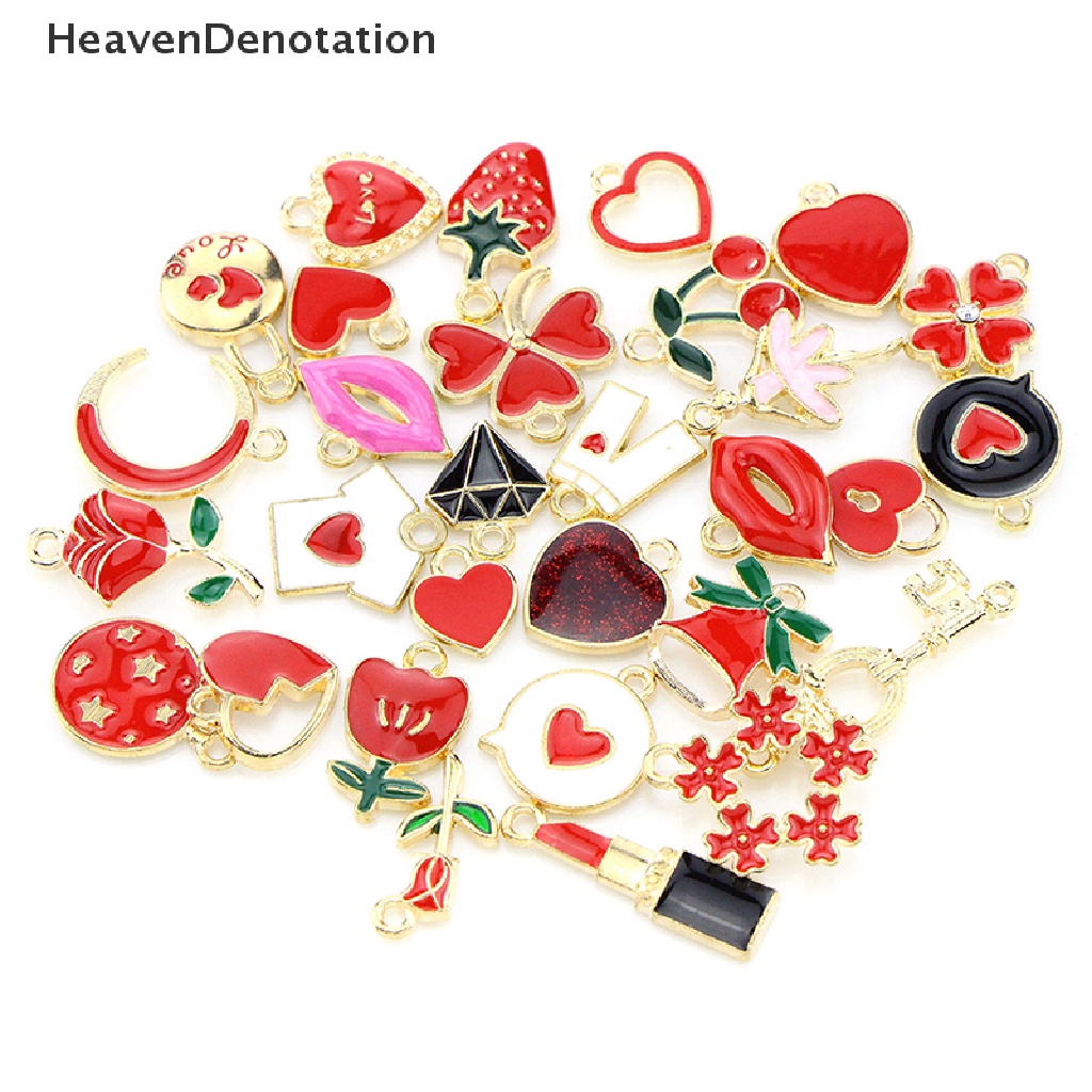 [HeavenDenotation] 30pcs/set Mix Metal Enamel Ch Liontin DIY Gelang Kalung Perhiasan Membuat Aksesoris HDV