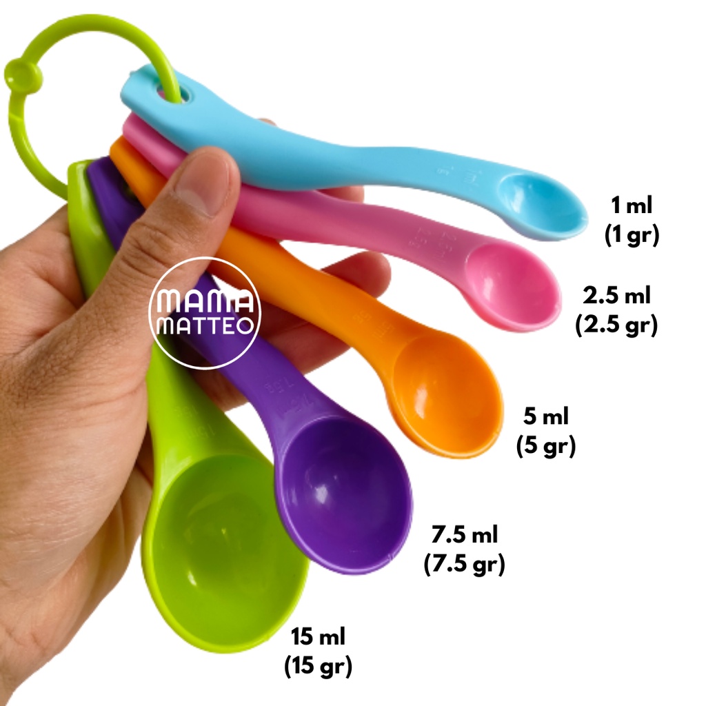 Sendok Ukur Takar Bumbu Air Susu Set Isi 5 &amp; 6 Warna Warni Bahan Plastik / Measuring Cup Spoon / Sendok Taker Masak Kue