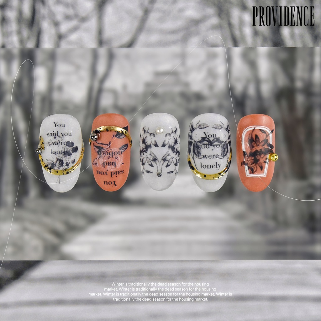 Providence Nail Art Stiker Perekat Diri Mudah Tempel Tidak Luntur DIY Kuat Lengket Gaya Jepang Vintage Hitam Kuku Bunga Stiker Perlengkapan Kuku