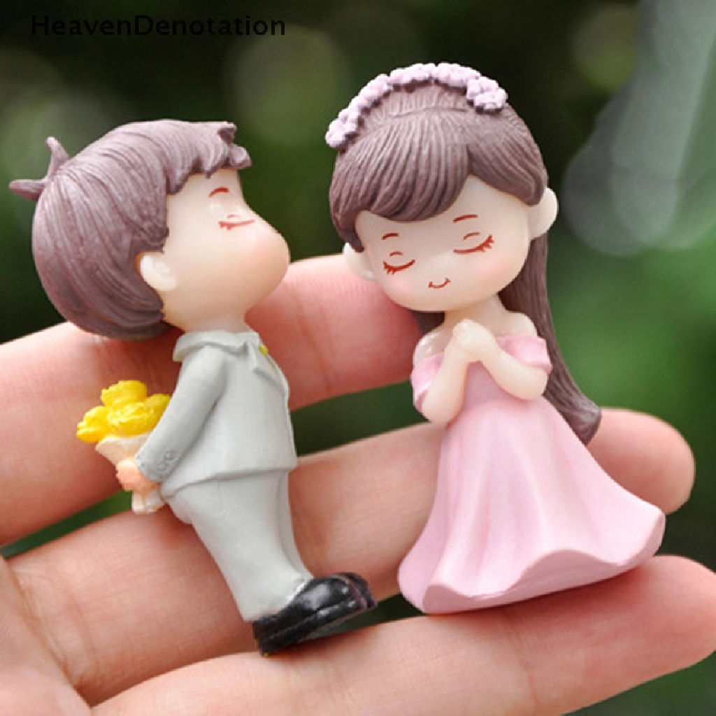 [HeavenDenotation] 4Pcs / set Mini Couples Figurines Micro Landscape DIY Miniatures Resin Crafts HDV