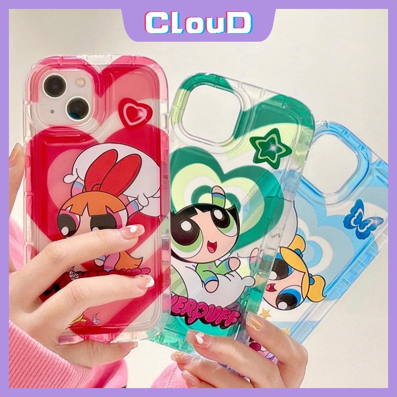 Kartun The Powerpuff Soft Tpu Case Untuk Xiaomi Redmi10 9A A1 9T 9C NFC 10A Redmi Note 10 10s 911s 11 Note9 Note10s Note10 Note11 Love Heart Airbag Shockproof Clear Cover