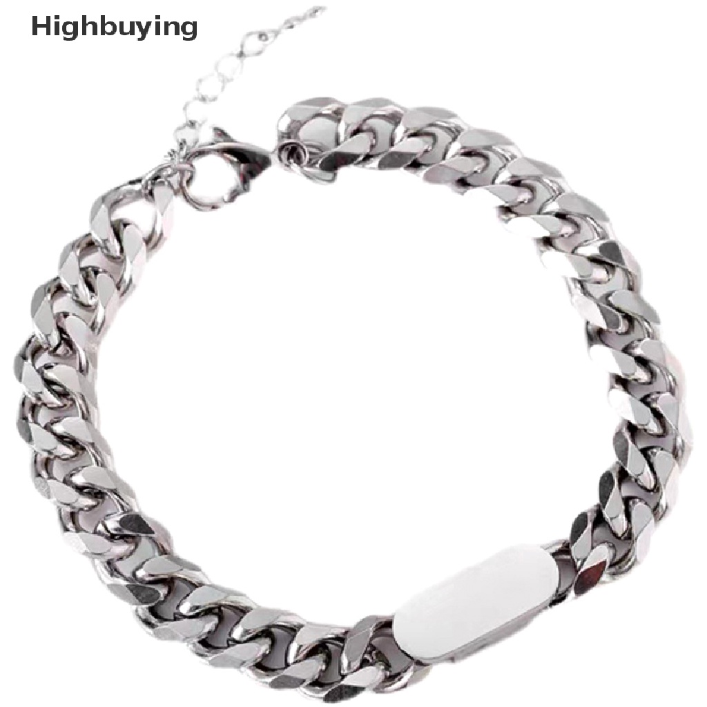 Hbid Minimalis Hip Hop Logam Gelang Untuk Wanita Pria Baja Titanium Liontin Tebal Curb Link Rantai Gelang Bangles Hip Hop Streetwear Fashion Perhiasan Glory