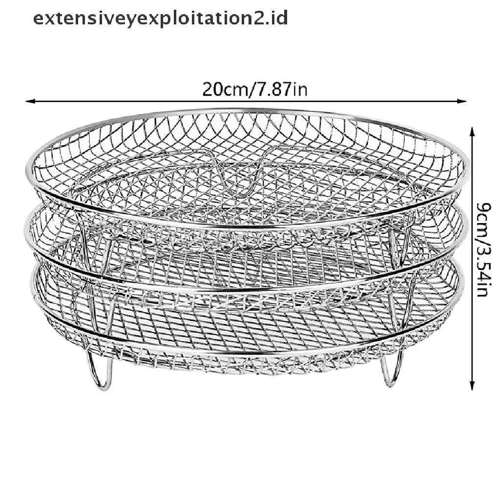 {NEW} 1pc 3-Layers Round Air Fryer Rack Stackable Grid Rak Pemanggang Gadget Dapur.