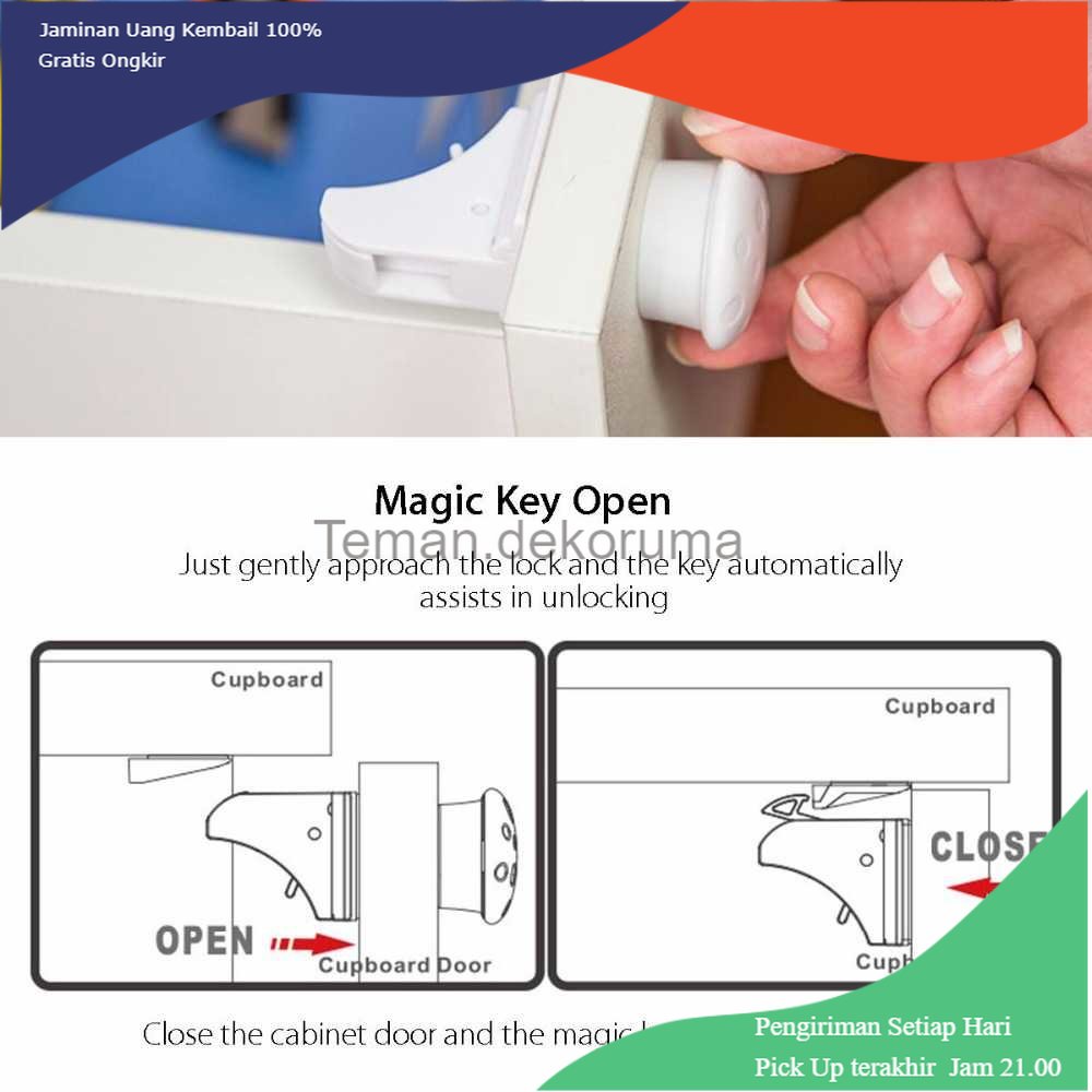 TD - DPR Kunci Laci Lemari Magnetic 10 Lock 2 Key - LK-002-KB