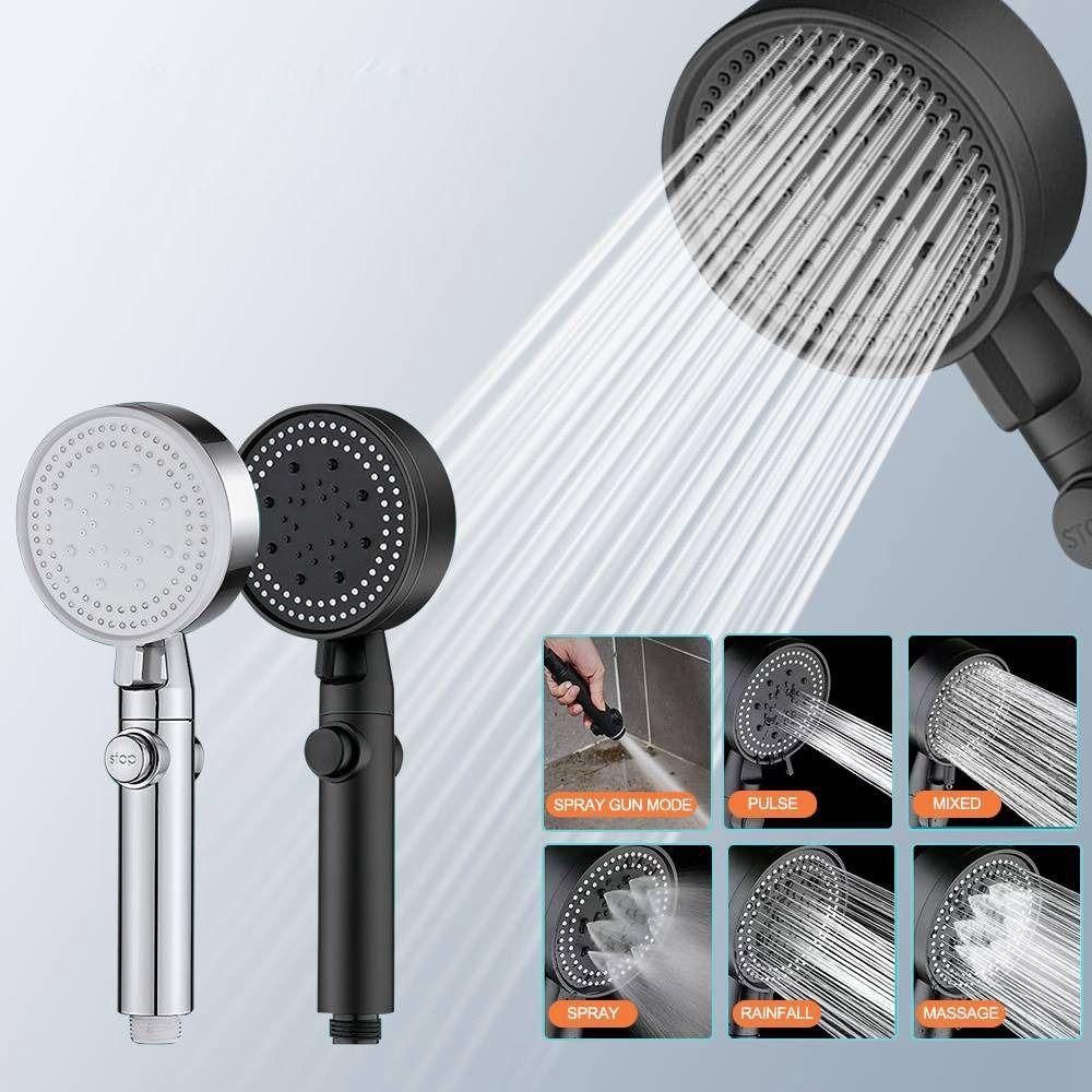 【 ELEGANT 】 Kepala Shower 5mode Adjustable One-key Stop Pijat Hemat Air Aksesori Kamar Mandi Genggam