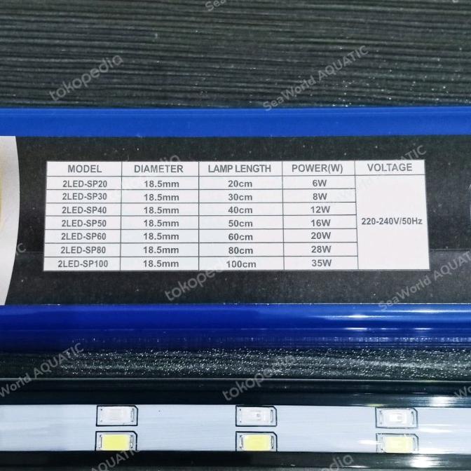 Sakkai Pro Double Led-Sp80 Lampu Celup Aquarium 3 Mode Warna 80Cm