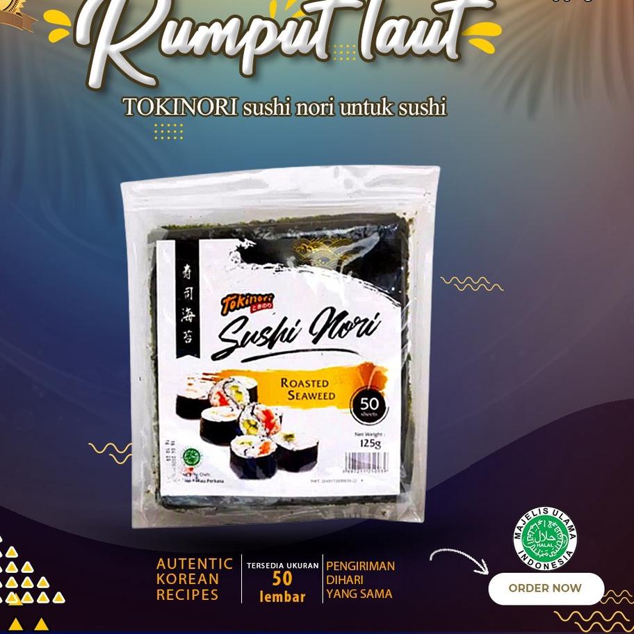 

❅ Tokinori Sushi Nori Halal Rumput Laut Sushi Korea Kimbab Isi 50 Lembar ➨