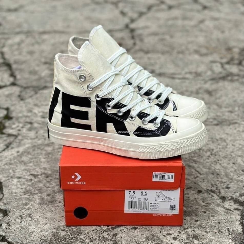 SEPATU CONVERSE 70S HIGH MOTIF LOGO OFF WHITE 100% PREMIUM BNIB/GRADE ORIGINAL MADE IN VIETNAM SEPAT