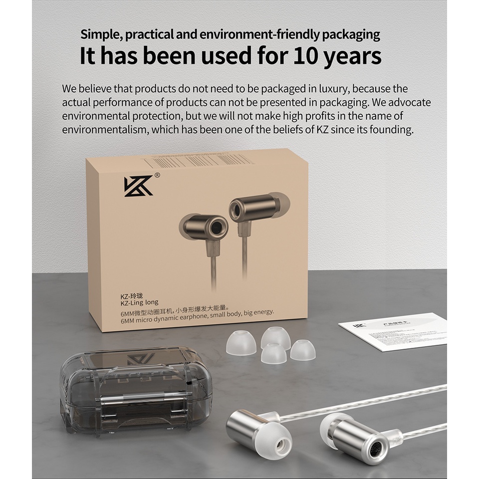 Kz LingLong Dynamic In Ear Earphone HIFI Bass Earbuds In Ear Monitor Headphone Olahraga Headset Peredam Kebisingan PK EDX