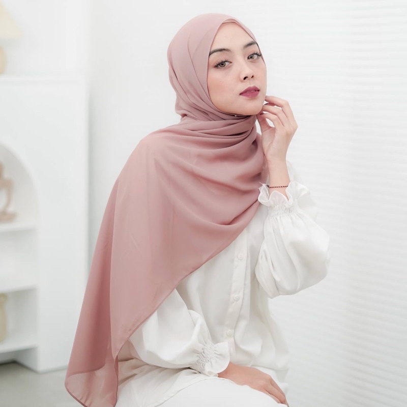 Hijab Jilbab Pashmina Ceruty Baby Doll  Premium Terbaru 2023 By Mardhatillah Warna rosewood - dusty 