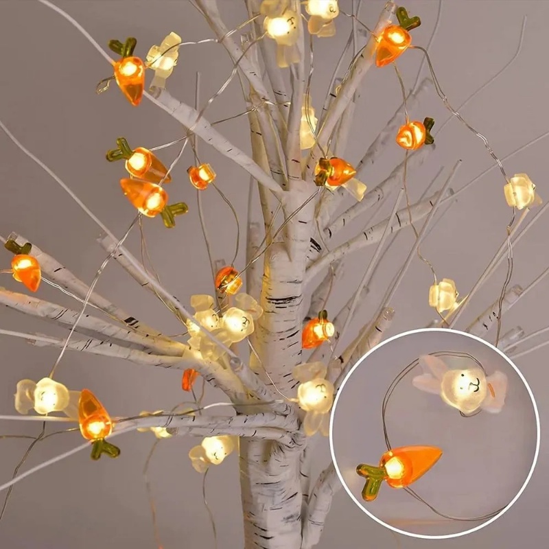 Fleksibel DIY Tembaga String Lampu Kelinci Wortel Bercahaya Lampu Paskah Ulang Tahun Rumah Pesta Dekorasi10 /20 Led Bunny Light String USB Charging Lighting Decor Props