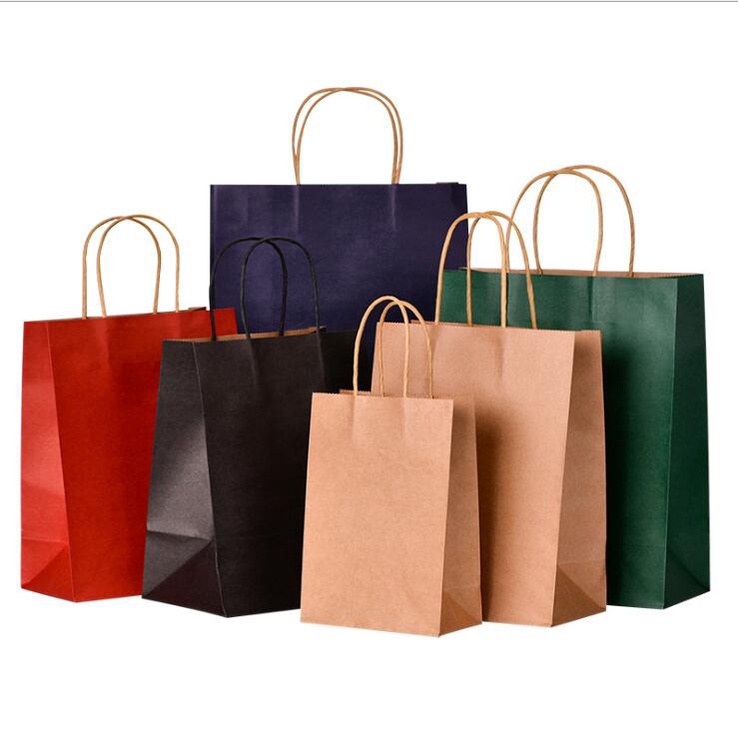 [12 Pcs] Paper Bag Warna Warni / Tote Bag / Shopping Bag / Hand Bag Kertas Polos / Tas Kraft Kertas Polos Warna Warni / Kantong Krts Polos Wrn