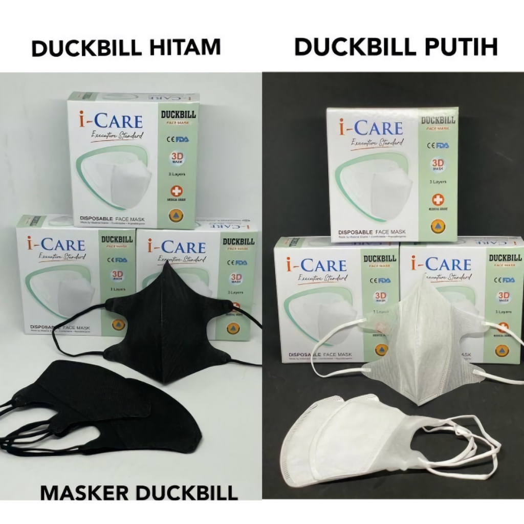 MASKER DUCKBILL Hitam Putih 50PCS Masker Disposable 50PCS