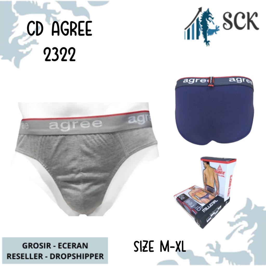 [ISI 3] CD Pria AGREE 2322 Sport / Celana Dalam Pinggan Karet Model Boxer / Pakaian Dalam Cowok - sckmenwear GROSIR