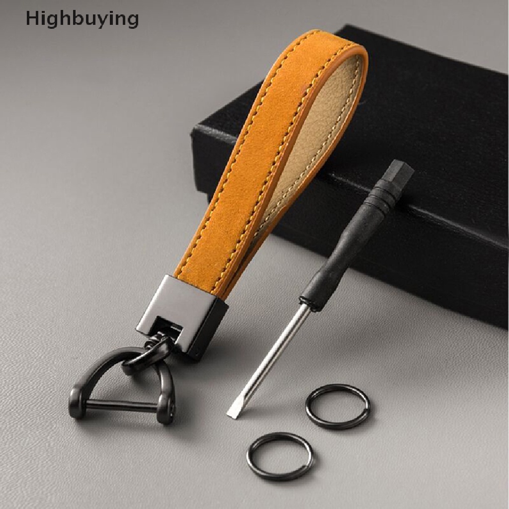 Hbid Fashion Car Key Chain Genuine Leather Keychain Pure Color Buckle Car Key Ring Car Accessories Gift Car Keychain Glory