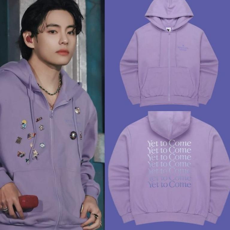 TERBAIK ( READY STOK ) JAKET HOODIE Korean bts yet to come IN BUSAN TULISAN GRADASI UNGU ready ukura