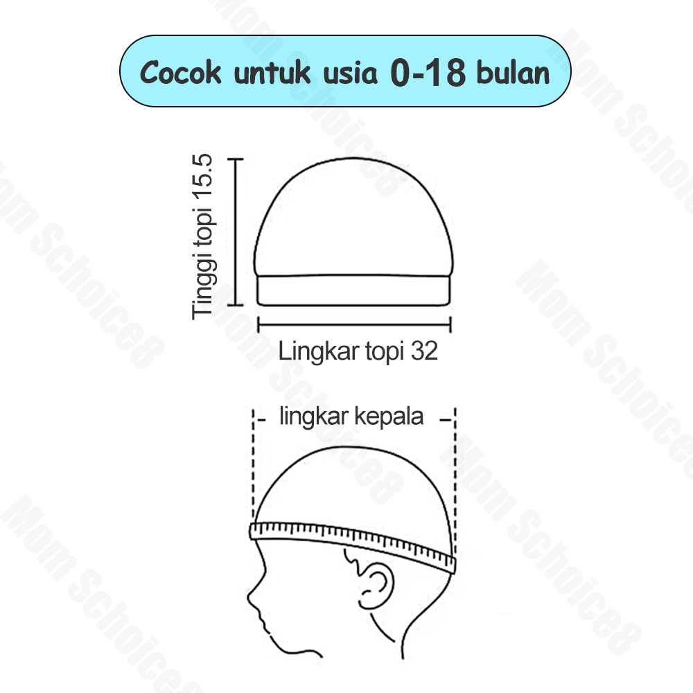 Mom Schoice Topi Bayi Newborn lucu Topi Kupluk Bayi Perlengkapan Bayi Baru Lahir Topi Bulat Bayi