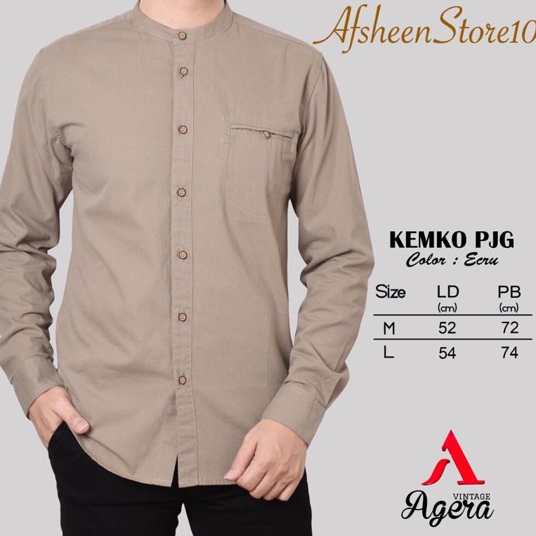 STOK TERBARU Kemeja Koko KEMKO Kemeja Pria Kerah Sanghai Polos Lengan Panjang Brand Agera