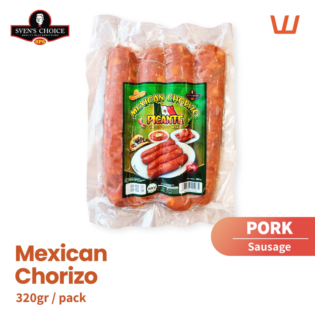 

Mexican Chorizo Picante Premium Raw Pork Sausage Sven's Choice 320gr