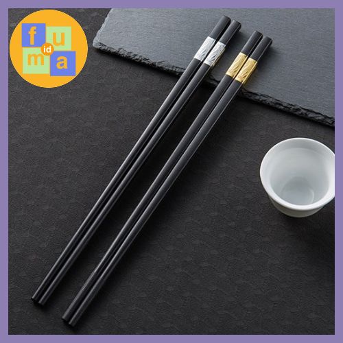 Sumpit Makan Melamin Sepsang 2pcs / Sumpit Hitam Elegan Anti Panas Anti Lengket / Chopsticks