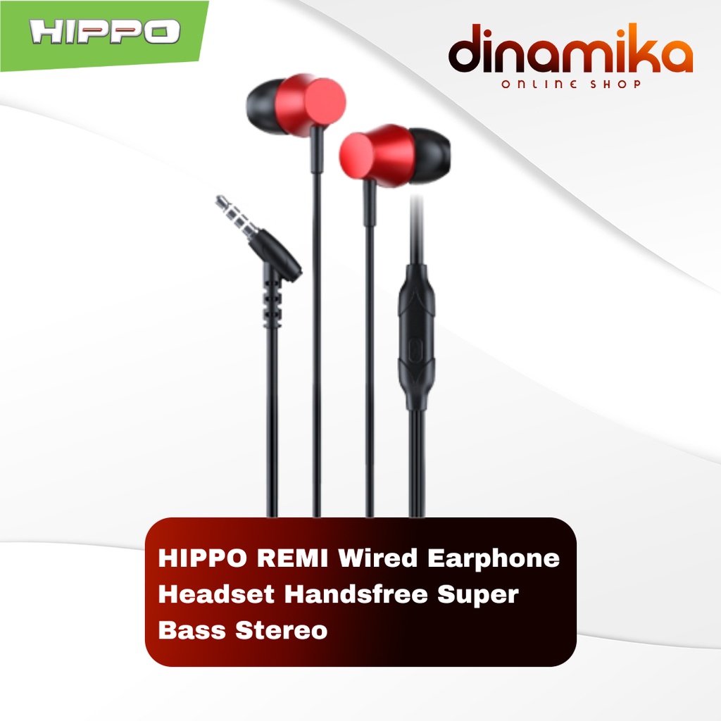 Hippo Earphone Remi Super Bass Jack 3.5 mm Wired Handsfree Android Original Earbuds Headset