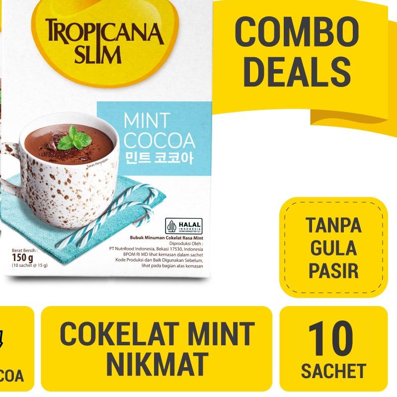 

♪ Twin Pack - Tropicana Slim Mint Cocoa 10 Sachet - Minuman Cokelat Mint Nikmat Tanpa Gula Pasir ♥