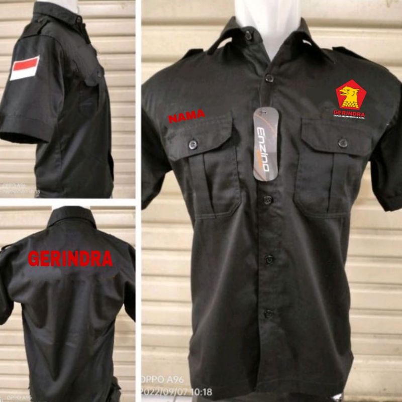 lengan pendek Kemeja partai Gerindra baju partai Gerindra seragam partai Gerindra Pdh partai Gerindr