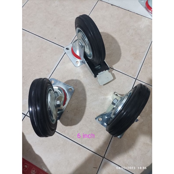 Roda Etalase 6 inch karet Hitam / Roda trolly Taiwan