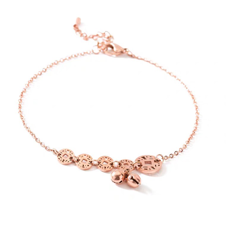 Gelang Kaki Hypoallergenic Lapis Titanium Steel 18k Rose Gold Anti Pudar