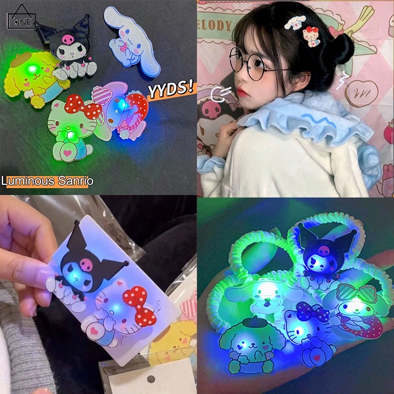 COD❤️Jepit Rambut Sanrio Led Nyala Lampu Menyala Kartun Jepitan Hairpin Cinnamoroll Anjing Kucing Bebek Bill Clip Aksesoris Rambut Poni Lucu Bercahaya