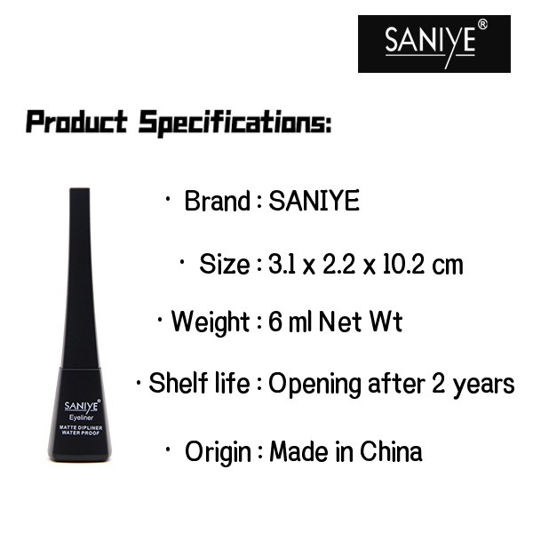 [100%ORIGINAL] SANIYE Matte Hitam Eyeliner Cair Long Lasting Profesional Mata Kosmetik M255