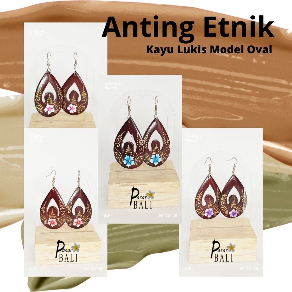 Anting Etnik Kayu Lukis 004 | Anting Vintage Wanita