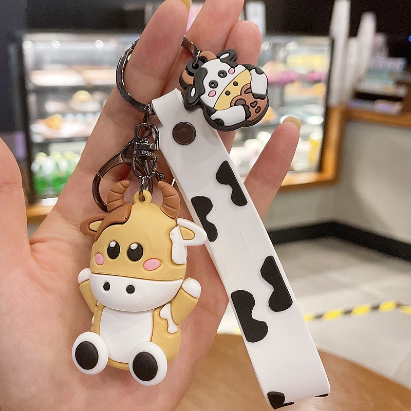 Gantungan Kunci Mobil / Tas Bentuk Kartun Sapi Lucu Untuk Hadiah Ulang Tahun