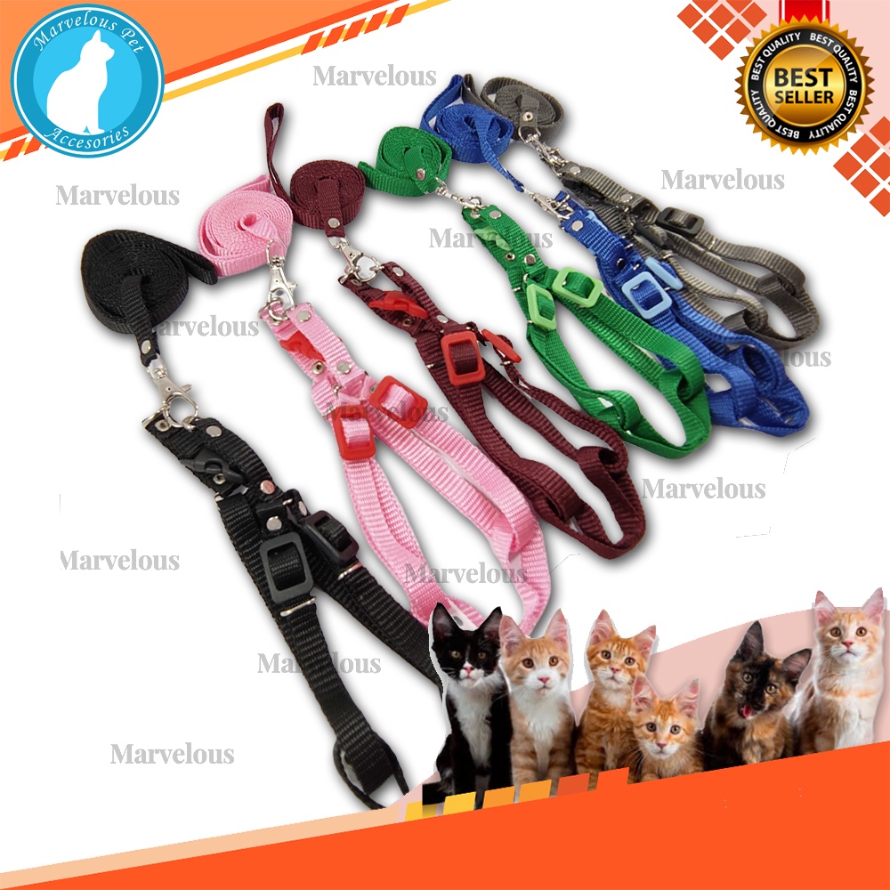 Harness Kucing motif polos  / Tali Harness &amp; Brangus Kucing