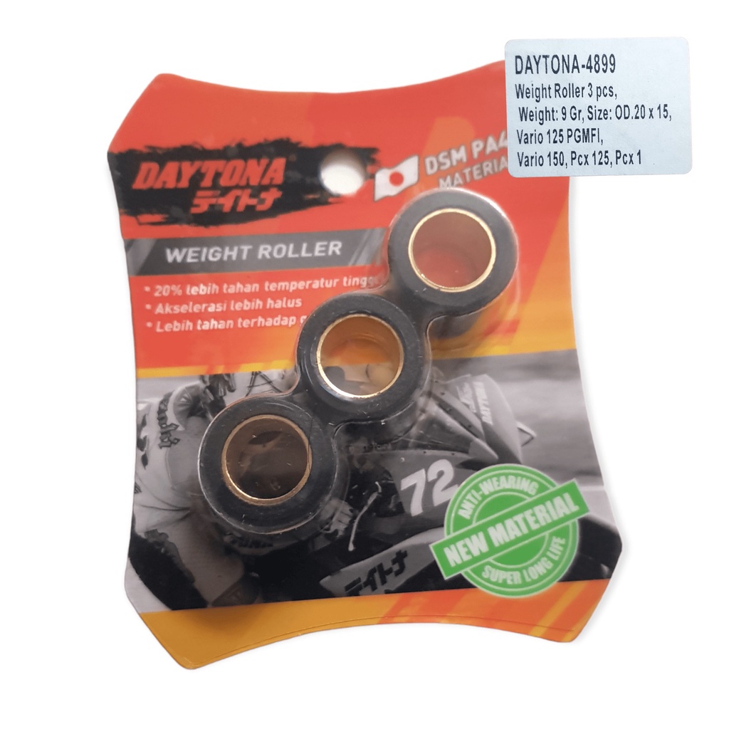 HARGA 1 SET PER 3 BIJI ROLLER ROLER 4899 9GRAM 9 GRAM 9GR 9 GR HONDA ADV VARIO FI 125 150 PCX VESPA PIAGGIO MATIC INJECTION 125 CC LX S 1 2 3 V GET SPRINT PRIMAVERA ORI ORIGINAL DAYTONA ASLI