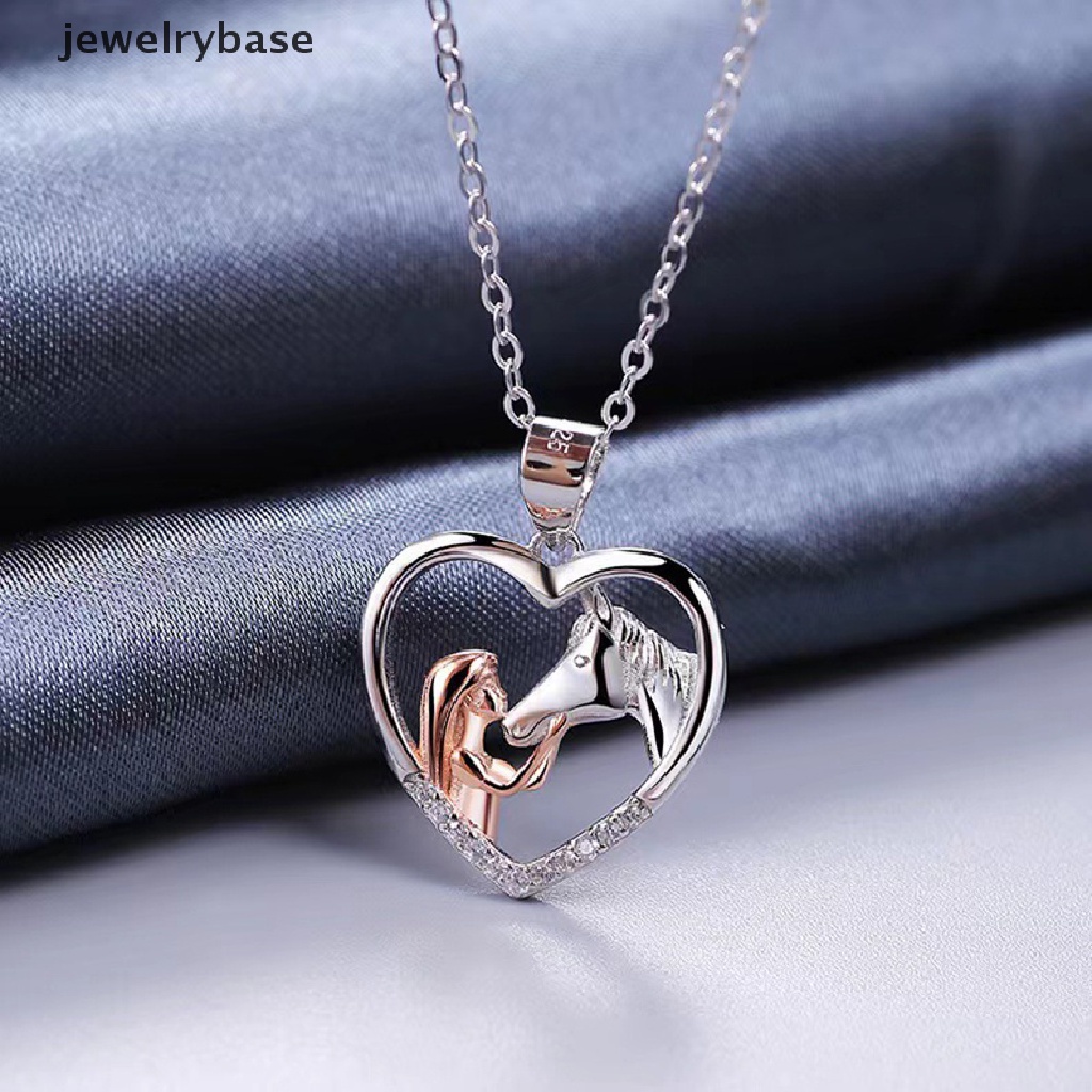 [jewelrybase] Gadis Trendi Kuda Hati Liontin Kalung Untuk Wanita Cinta Hati Kalung Perempuan Pesta Perhiasan Trendi Drop Pendant Necklace Hadiah Butik