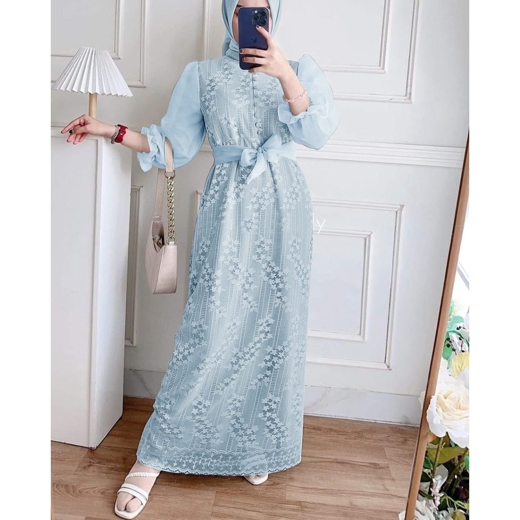 ELDE 12 - MAXI LUIS DRESS GAMIS ( M - L - XL - XXL ) Fashion / maxi luis / READY STOK / busui seleting depan / busui friendly / Luis dress / bisa cod / dress gamis organza / gamis kondangan