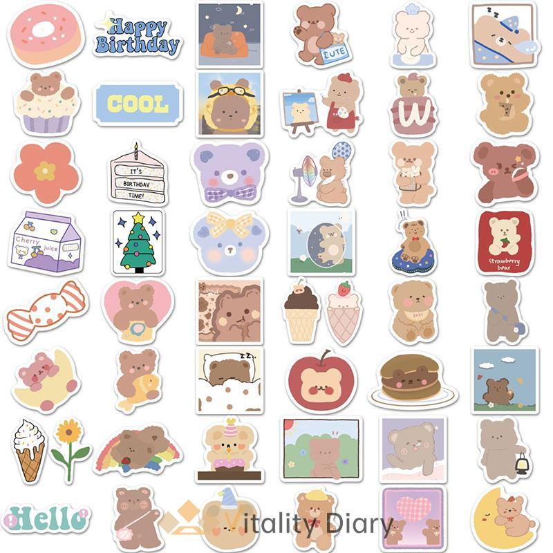 

【COD❤️】102Pcs Stiker Graffiti Kartun Beruang Lucu Anti Air Untuk Dekorasi Kopersepeda DIY Stationary-VDY