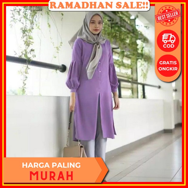 Nisel Long Tunik Kotak Kotak Moca Kemeja Tunik Kemeja Flanel Premium Tunik Muslim Baju Atasan Kekini