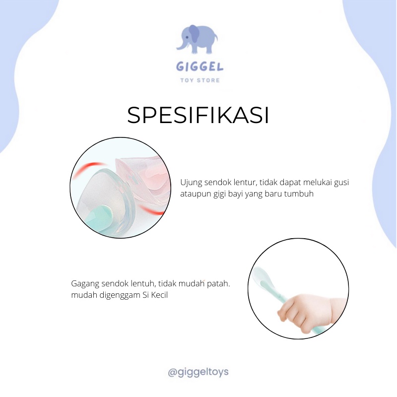 [ Giggel ] Sendok Bayi Silikon / Colorfull Baby Spoon BFA Free / Baby Safety Spoon