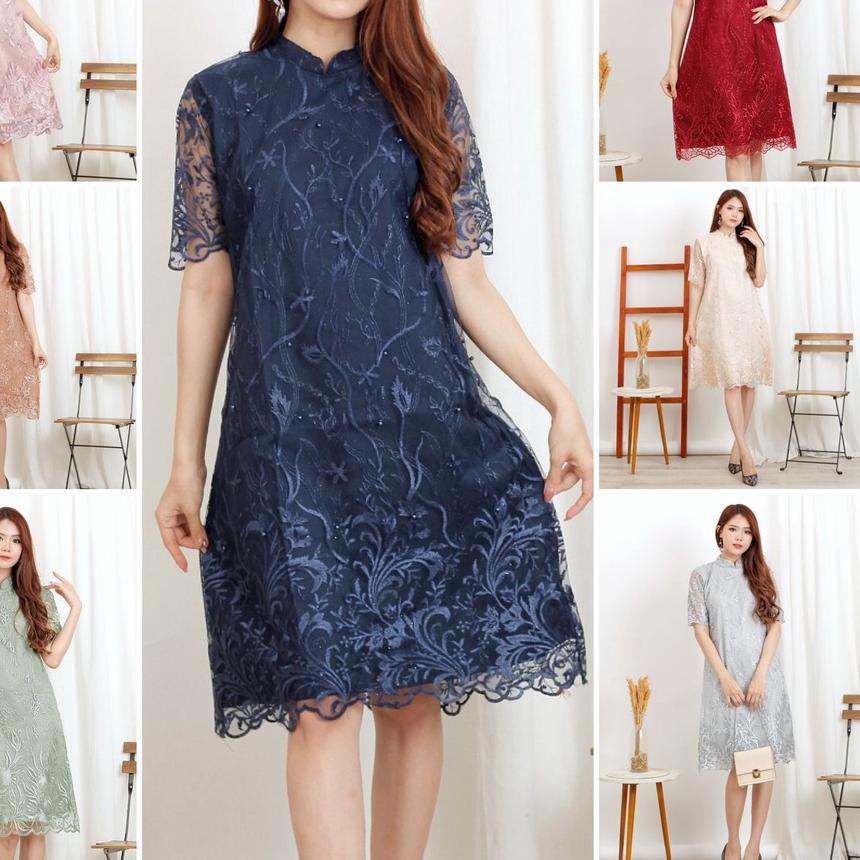 ✼ (Ada RealPict) Dress Shanghai Brukat Bordir Tullle Shanghai Glitter Brokat Tille Brokat Tile ♀