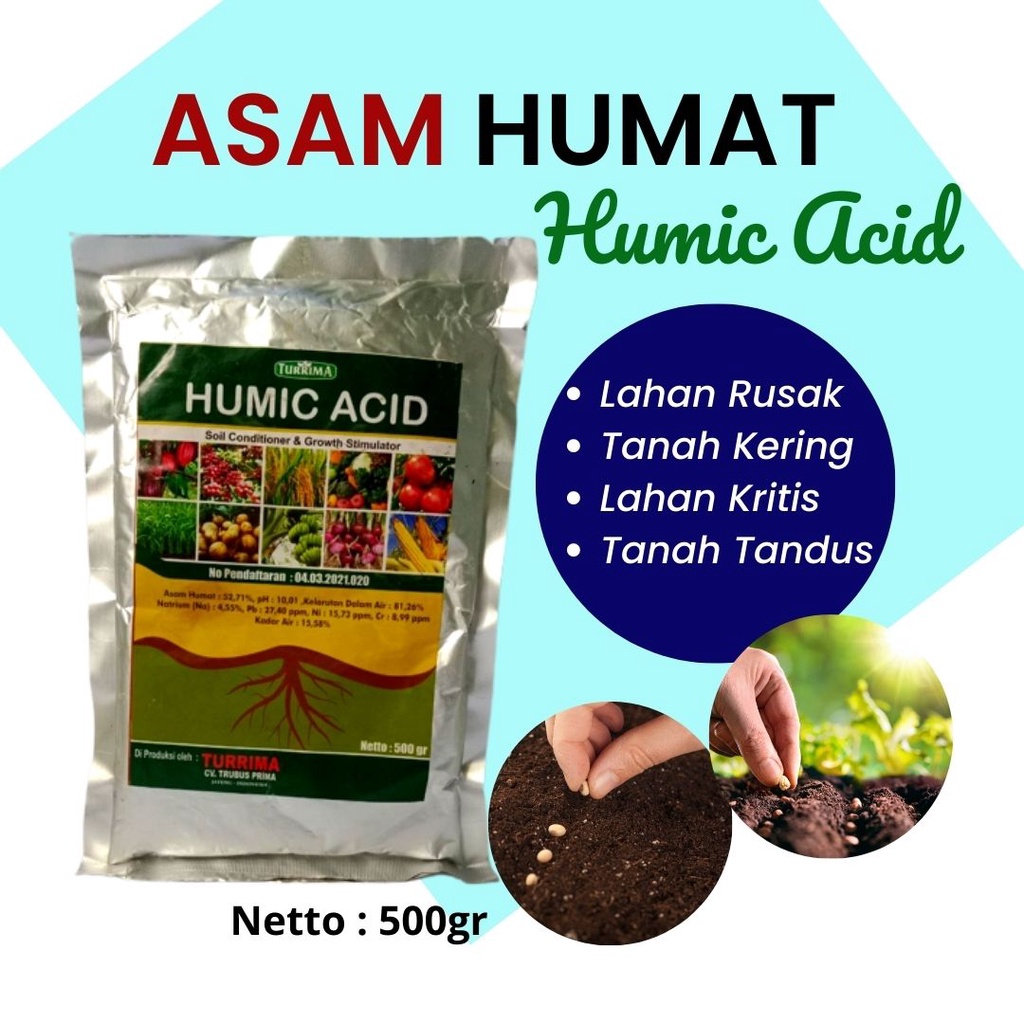 Humic Acid Original Serbuk 500gr, Asam Humat Humic Acid Penyubur Pembenah Tanah Kritis, Pupuk HUMIC 