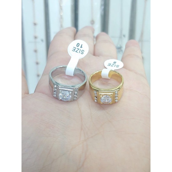 Cincin pria permata kekinian titanium anti luntur anti karat