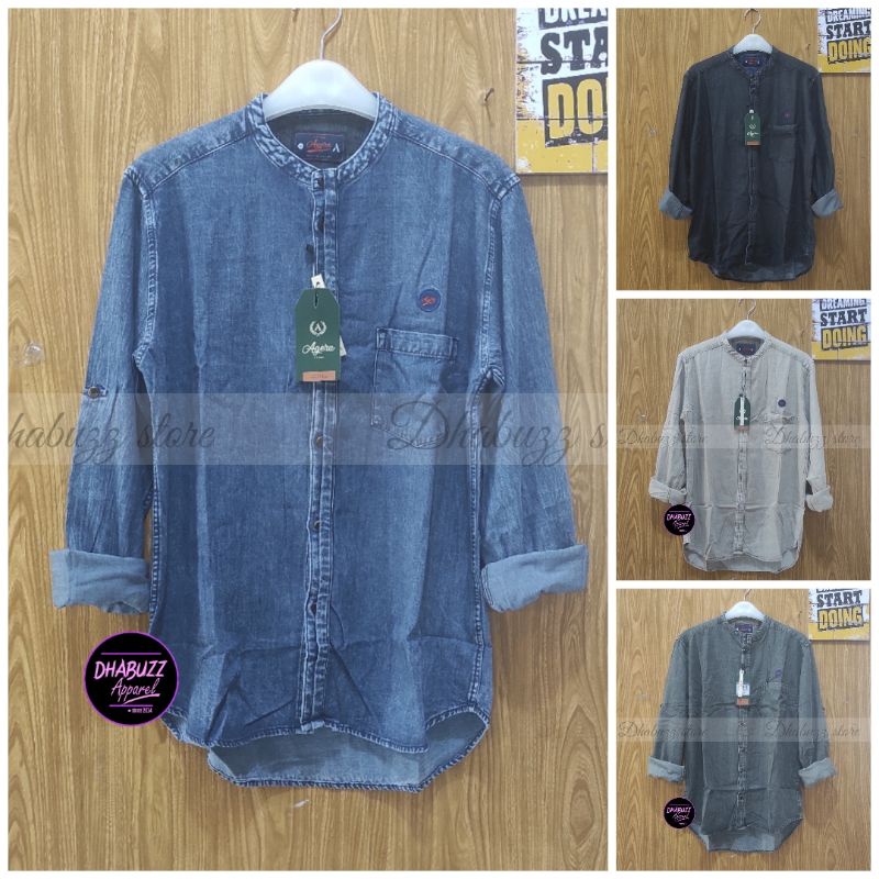 KEMEJA KOKO PRIA LENGAN PENDEK  DAN PANJANG JF SPESIAL DENIM NEW BEST MODEL ORIGINAL TERBARU AGERA