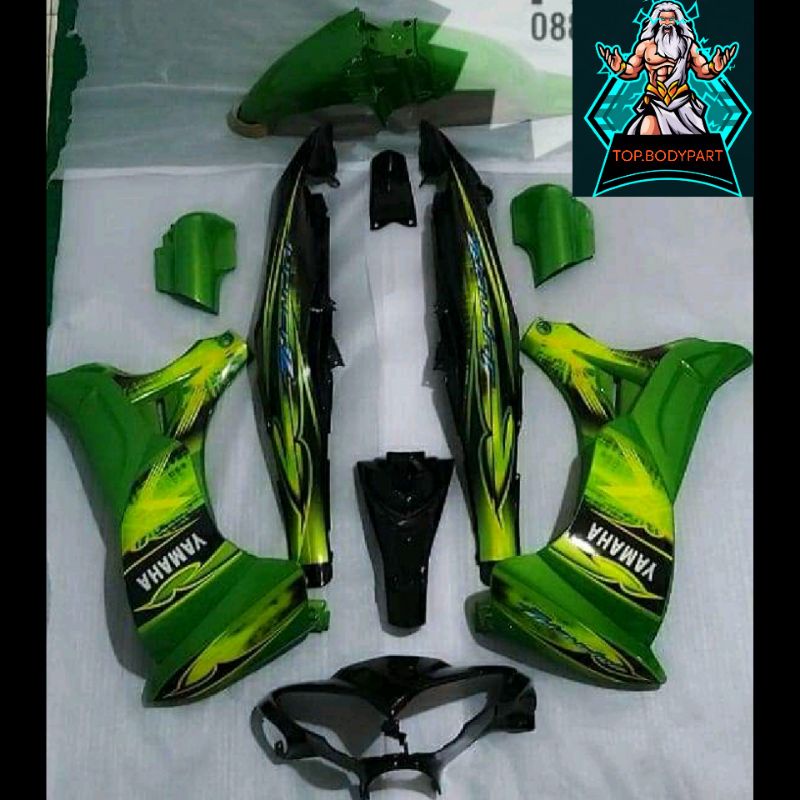 Best.produk Cover body COVER BODY HALUS JUPITER Z BURHAN HIJAU STRIPING