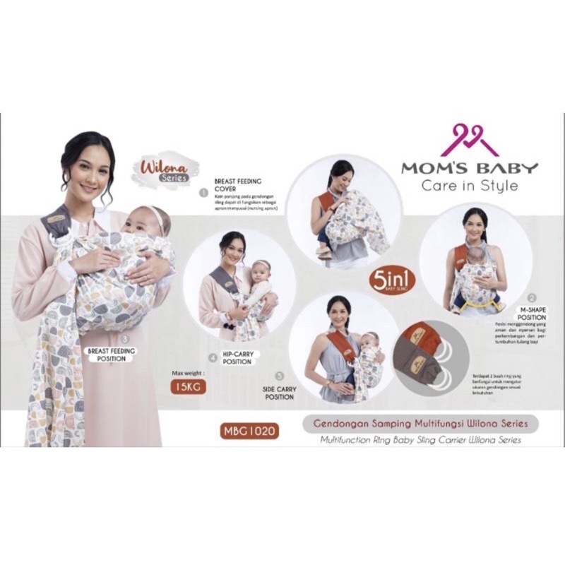 GEND93 MOMS BABY GENDONGAN SAMPING MULTIFUNGSI WILONA MBG1020| AURORA SERIES