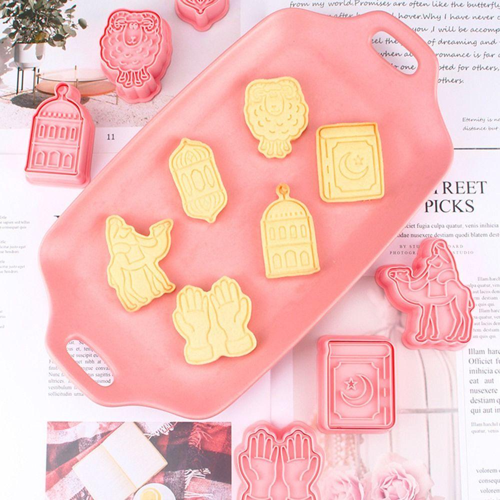 Solighter 6pcs/set Alat Kue Eid Mubarak Cetakan Kue Islam Muslim Festival Cookie Cutter