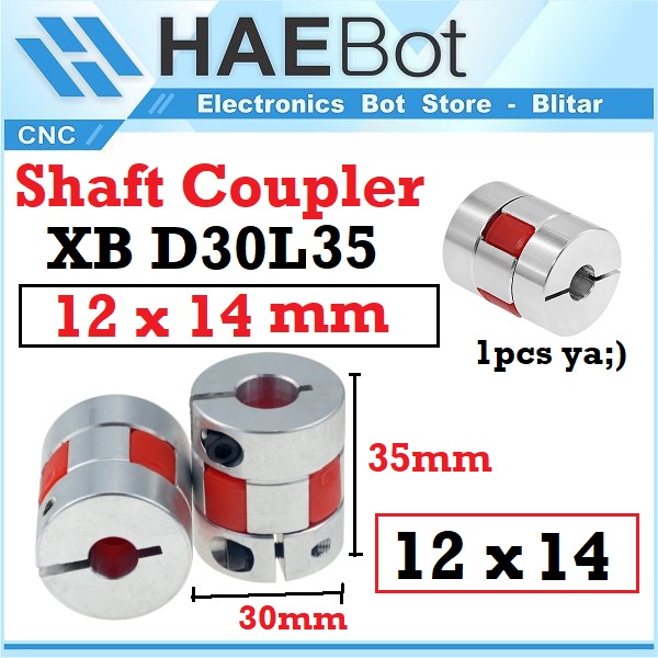 [HAEBOT] Shaft Flexible Coupler XB 12x14mm D30 L35 CNC 12 x 14mm Coupling Mesin Penghubung Shaft Plum Nema Fleksibel Aluminium Motor Konektor As Poros